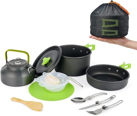 Camping Cookware Set, MEETSUN Camping Cooking Set