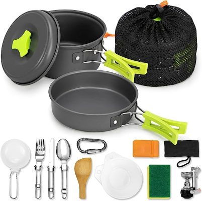 Rlrueyal 15pcs Camping Cookware Mess Kit